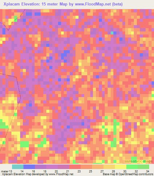 Xplacam,Mexico Elevation Map