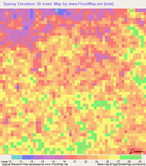 Xpacay,Mexico Elevation Map