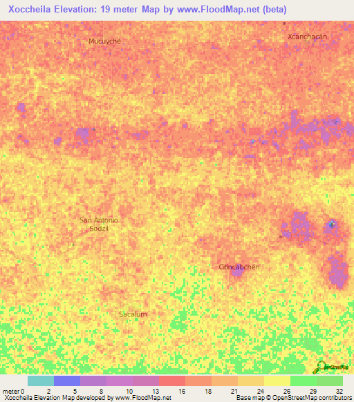 Xoccheila,Mexico Elevation Map