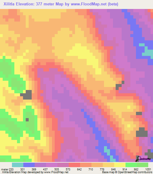 Xilitla,Mexico Elevation Map