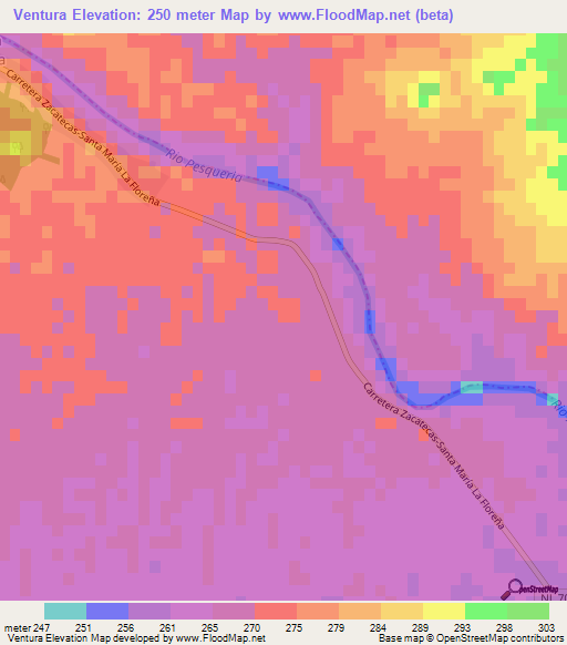 Ventura,Mexico Elevation Map