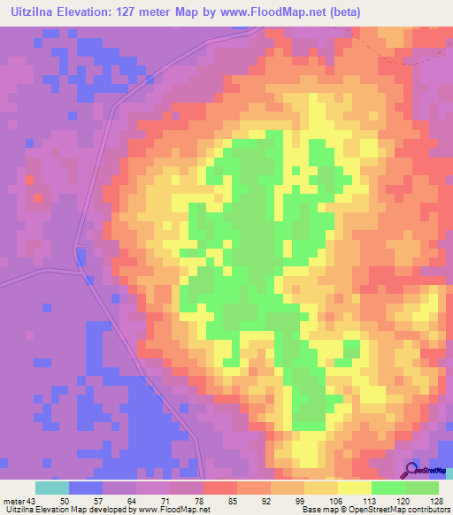 Uitzilna,Mexico Elevation Map