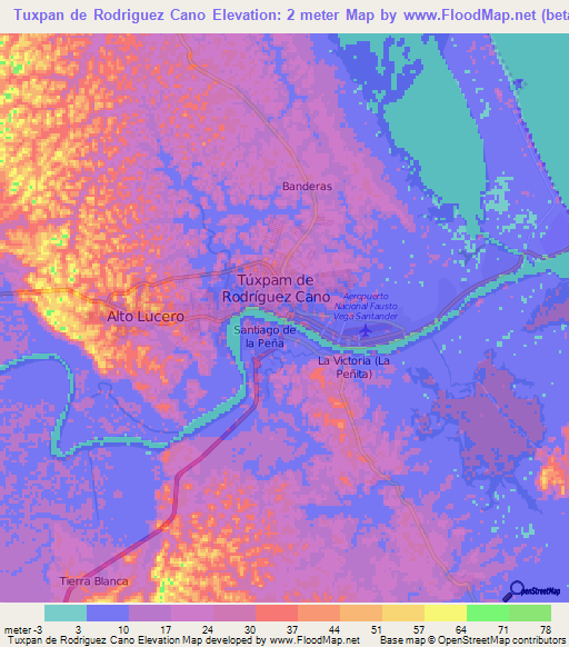 Elevation of Tuxpan de Rodriguez Cano,Mexico Elevation Map, Topography ...