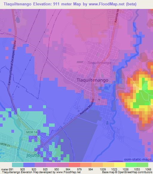 Tlaquiltenango,Mexico Elevation Map