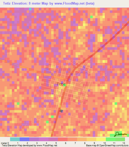 Tetiz,Mexico Elevation Map