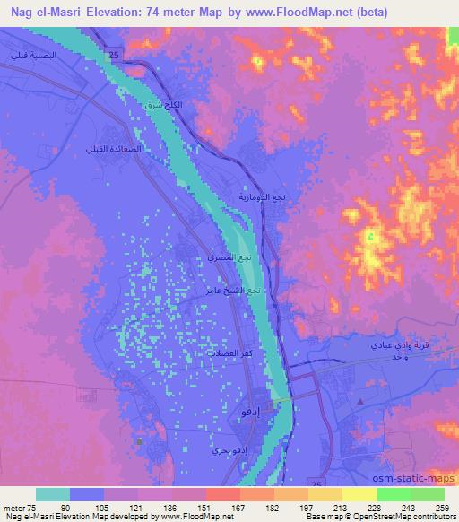 Nag el-Masri,Egypt Elevation Map