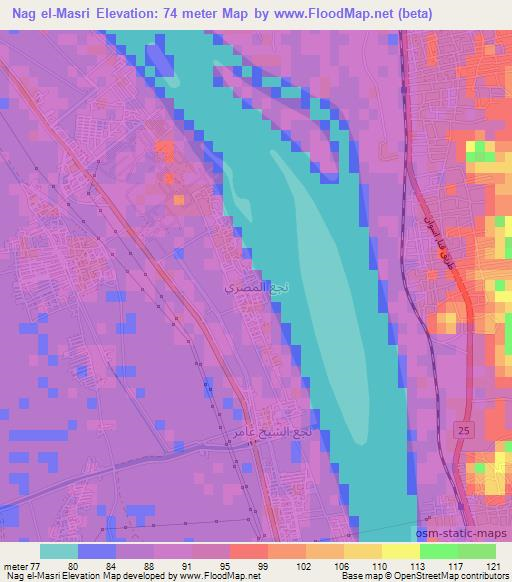 Nag el-Masri,Egypt Elevation Map