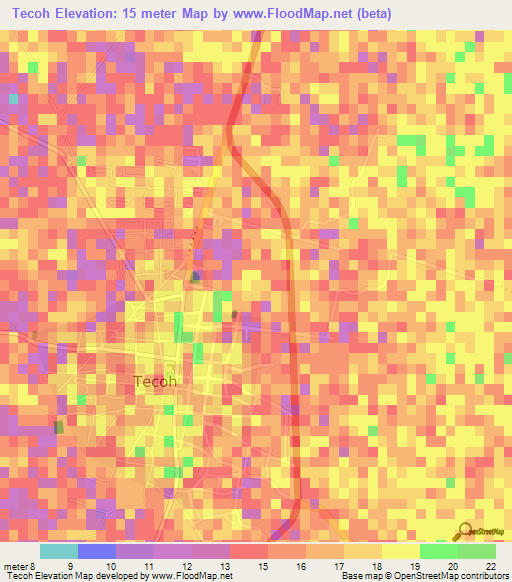 Tecoh,Mexico Elevation Map