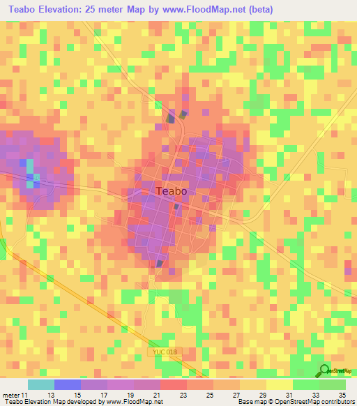 Teabo,Mexico Elevation Map