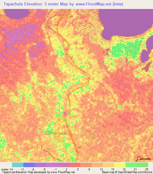 Tapachula,Mexico Elevation Map