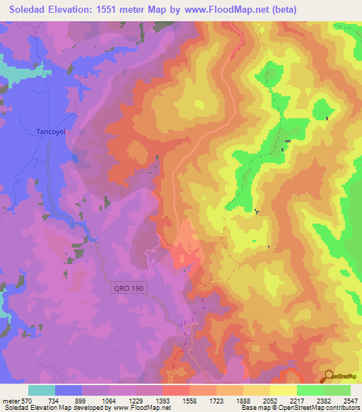 Soledad,Mexico Elevation Map