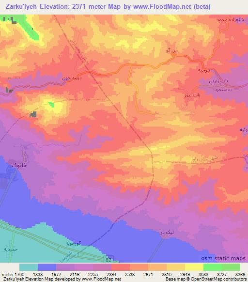 Zarku'iyeh,Iran Elevation Map