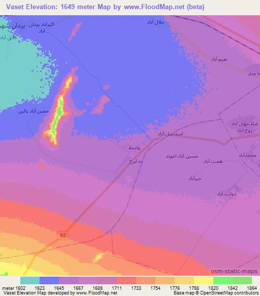 Vaset,Iran Elevation Map