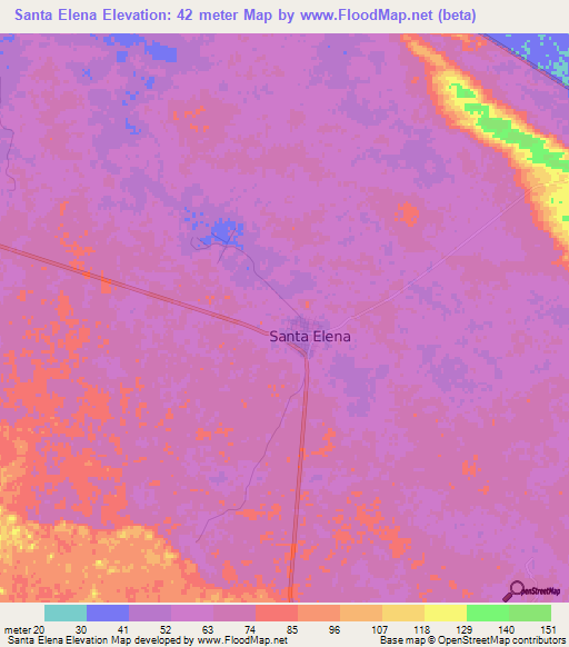 Santa Elena,Mexico Elevation Map