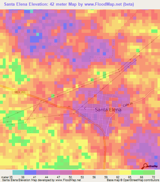 Santa Elena,Mexico Elevation Map