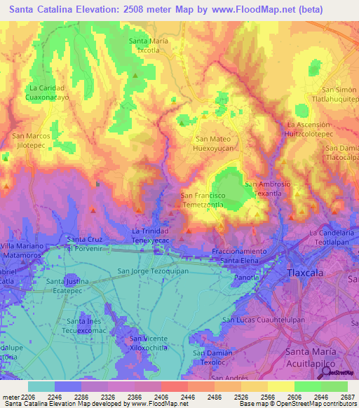 Santa Catalina,Mexico Elevation Map