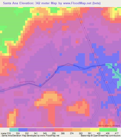 Santa Ana,Mexico Elevation Map