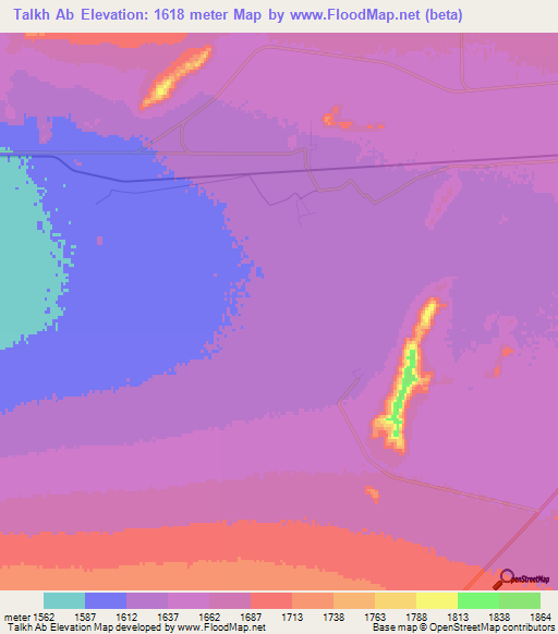 Talkh Ab,Iran Elevation Map