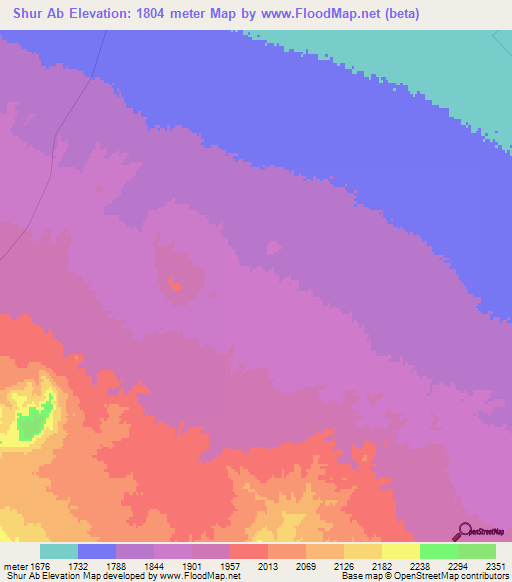 Shur Ab,Iran Elevation Map