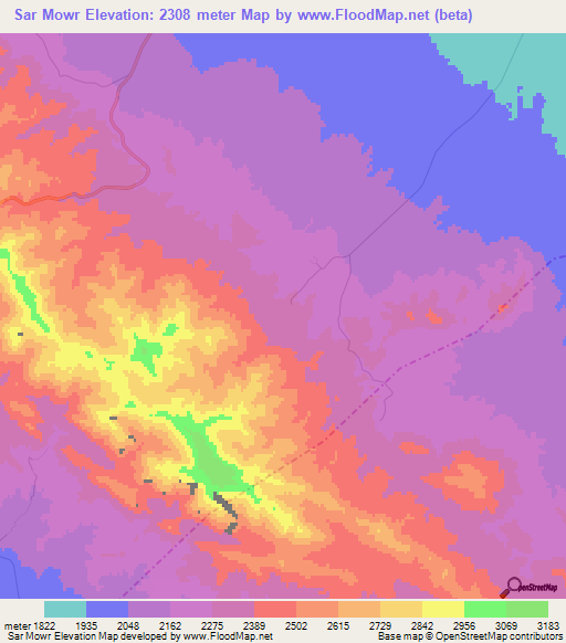 Sar Mowr,Iran Elevation Map