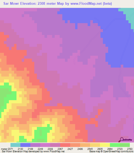 Sar Mowr,Iran Elevation Map