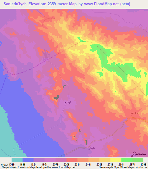 Sanjedu'iyeh,Iran Elevation Map