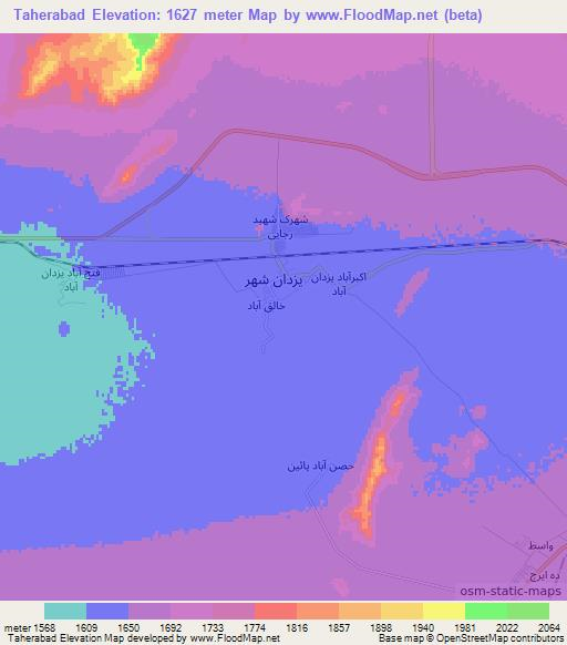 Taherabad,Iran Elevation Map