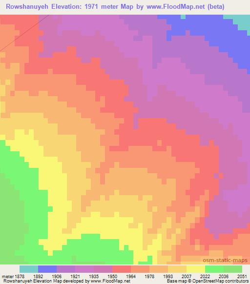 Rowshanuyeh,Iran Elevation Map