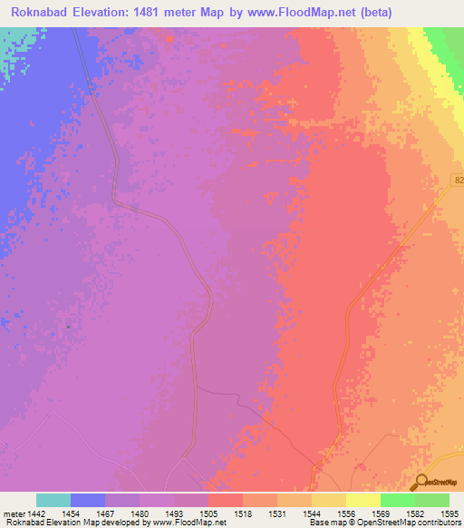 Roknabad,Iran Elevation Map