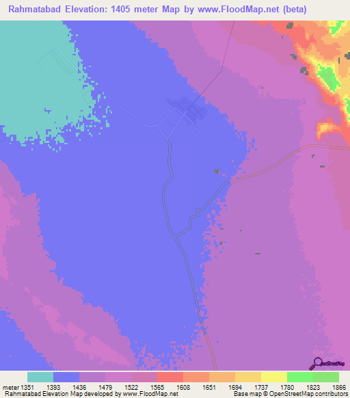 Rahmatabad,Iran Elevation Map