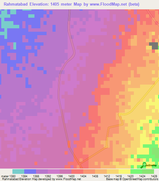 Rahmatabad,Iran Elevation Map