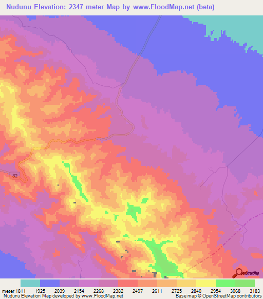 Nudunu,Iran Elevation Map