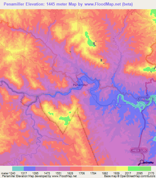 Elevation of Penamiller,Mexico Elevation Map, Topography, Contour