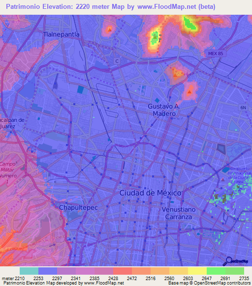 Patrimonio,Mexico Elevation Map