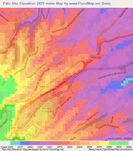 Palo Alto,Mexico Elevation Map