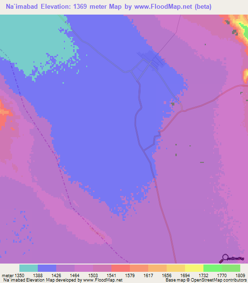 Na`imabad,Iran Elevation Map