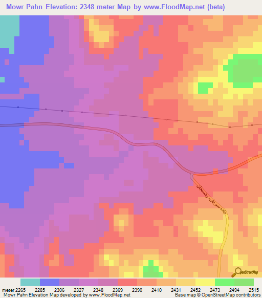 Mowr Pahn,Iran Elevation Map