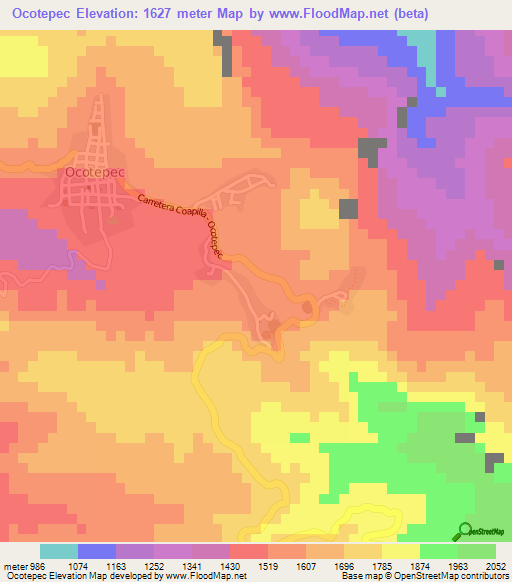 Ocotepec,Mexico Elevation Map