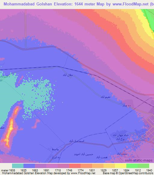 Mohammadabad Golshan,Iran Elevation Map