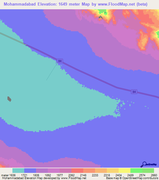 Mohammadabad,Iran Elevation Map