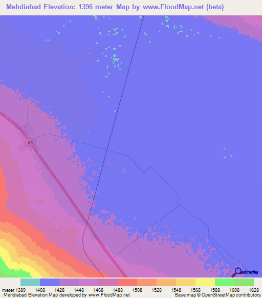 Mehdiabad,Iran Elevation Map