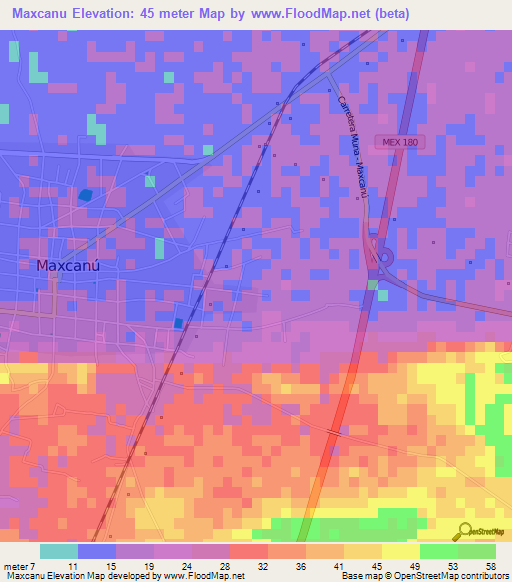 Maxcanu,Mexico Elevation Map