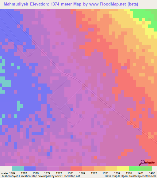 Mahmudiyeh,Iran Elevation Map