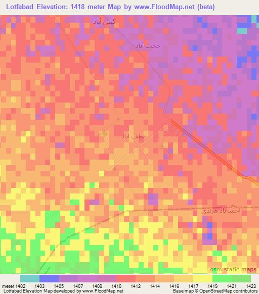 Lotfabad,Iran Elevation Map