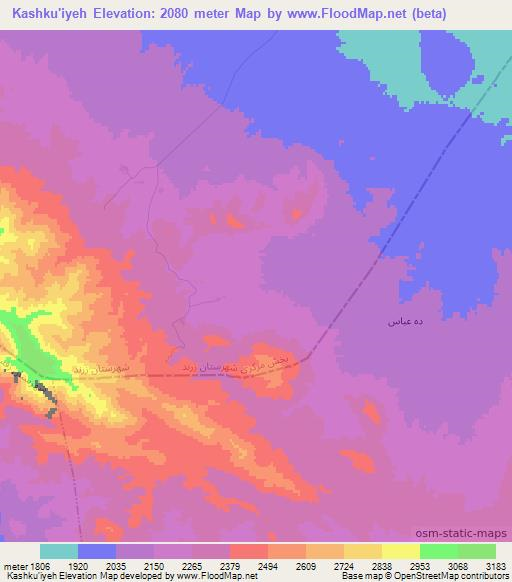 Kashku'iyeh,Iran Elevation Map