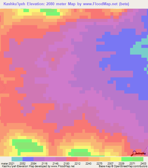 Kashku'iyeh,Iran Elevation Map