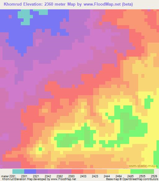 Khomrud,Iran Elevation Map