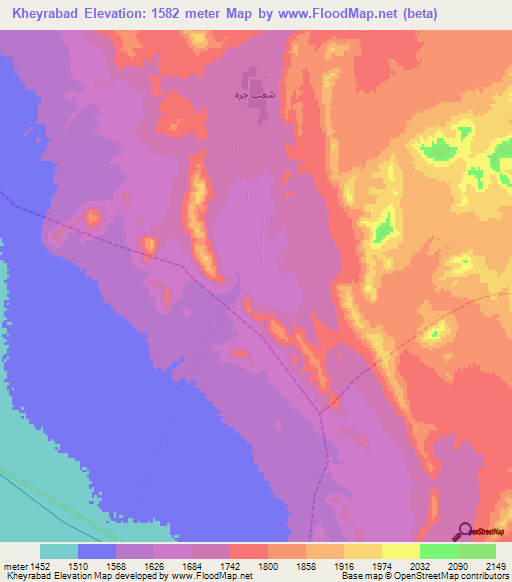 Kheyrabad,Iran Elevation Map