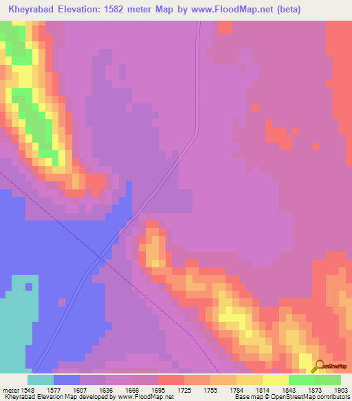 Kheyrabad,Iran Elevation Map