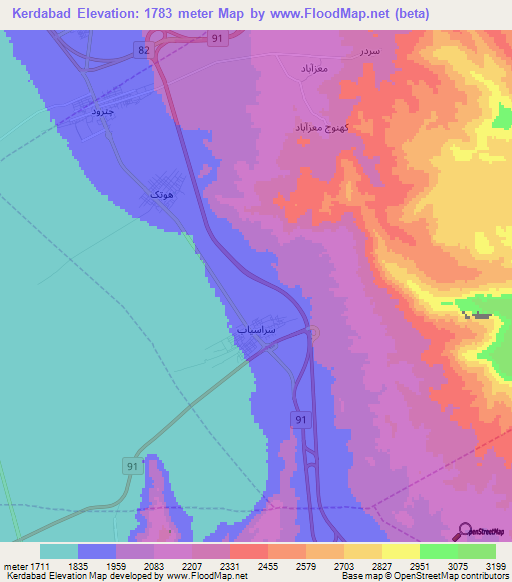 Kerdabad,Iran Elevation Map